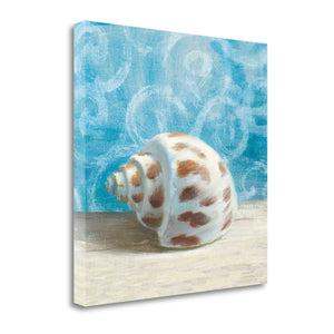 18" Mod Blue Scroll Coastal Conch 2 Giclee Wrap Canvas Wall Art