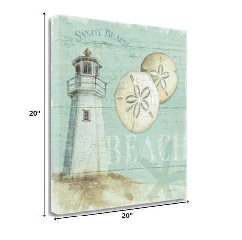 20" Sandy Beach Lighthouse Giclee Print on Gallery Wrap Canvas Wall Art