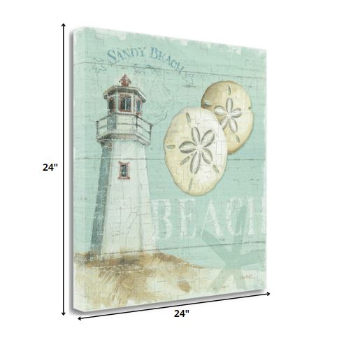 24" Sandy Beach Lighthouse Giclee Print on Gallery Wrap Canvas Wall Art