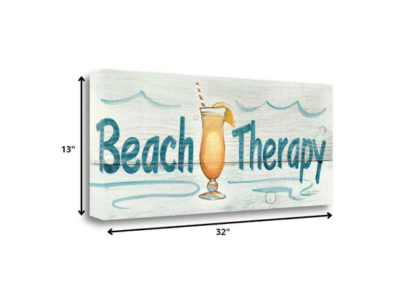 32" Fun Beach Therapy Signage Giclee Print on Gallery Wrap Canvas Wall Art