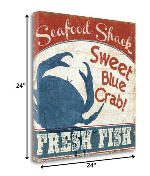 24" Sweet Blue Crab Giclee Wrap Canvas Wall Art