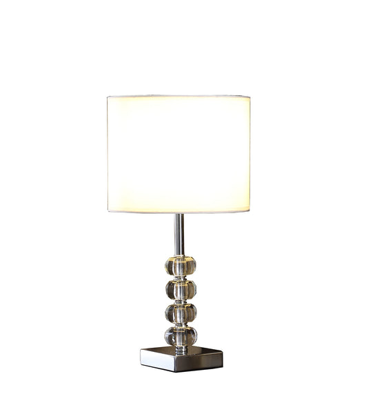 18” Modern Crystal Quatro Orb And Silver Metal Table Lamp