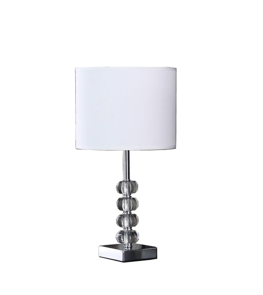 18” Modern Crystal Quatro Orb And Silver Metal Table Lamp