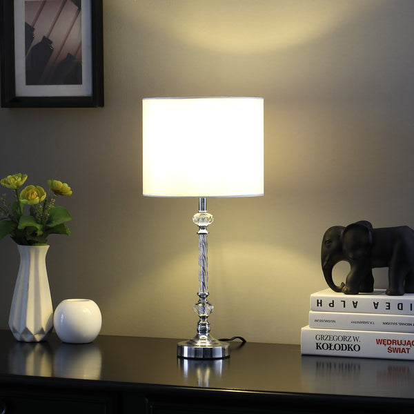 19” Stylish Silver Crystal Metal Table Lamp