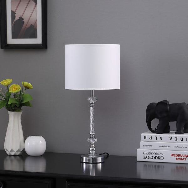 19” Stylish Silver Crystal Metal Table Lamp