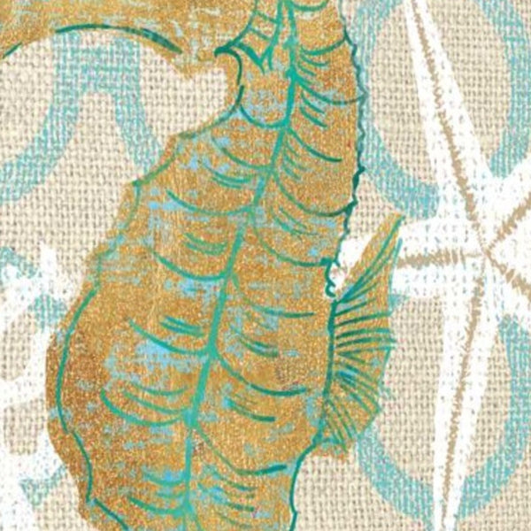 18" Beach Seahorse on Linen Giclee Print on Gallery Wrap Canvas Wall Art