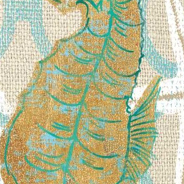 25" Beach Seahorse on Linen Giclee Print on Gallery Wrap Canvas Wall Art