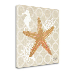 25" Beach Starfish on Linen Giclee Print on Gallery Wrap Canvas Wall Art