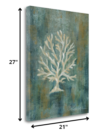 21" Blue Sea Coral Giclee Wrap Canvas Wall Art