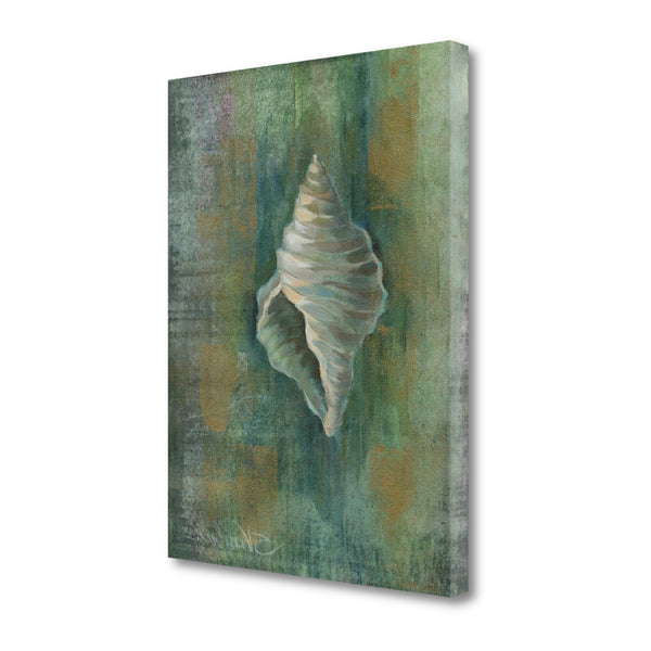 23" Blue and Green Seashell Giclee Wrap Canvas Wall Art