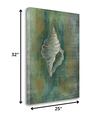 32" Blue and Green Seashell Giclee Wrap Canvas Wall Art