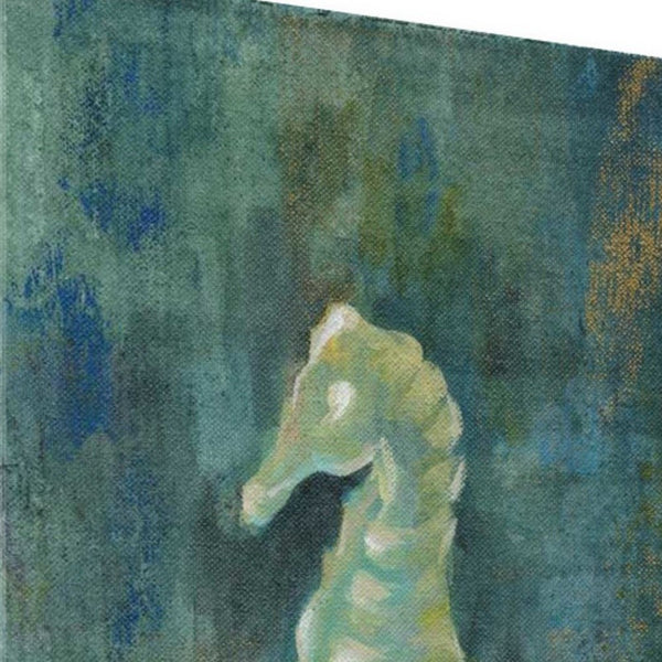 18" Aqua Blue Seahorse Giclee Wrap Canvas Wall Art