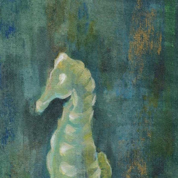 21" Aqua Blue Seahorse Giclee Wrap Canvas Wall Art