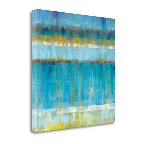 Blue and Yellow Abstract Stripes Giclee Wrap Canvas Wall Art