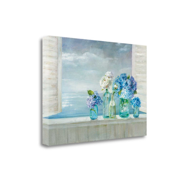 Ocean View with Flowers 1 Giclee Wrap Canvas Wall Art