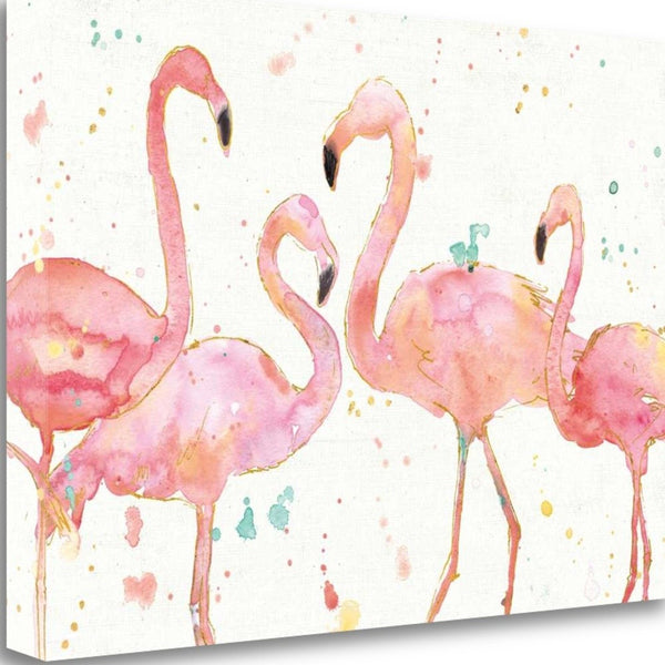 Four Flamingo Watercolor 1 Giclee Wrap Canvas Wall Art