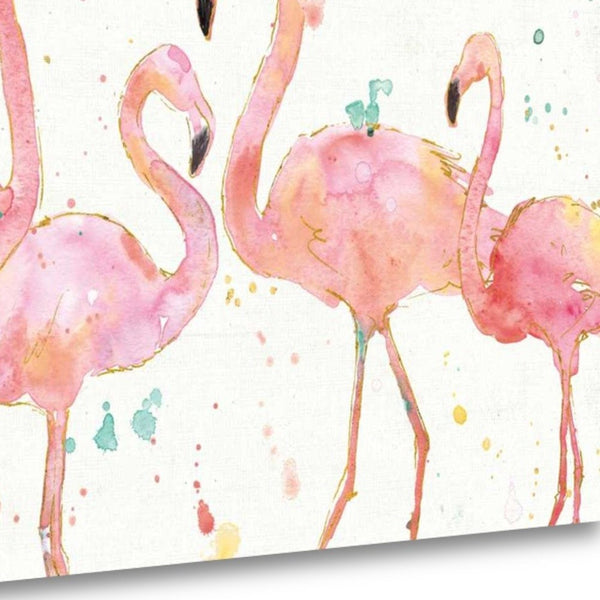 Four Flamingo Watercolor 2 Giclee Wrap Canvas Wall Art