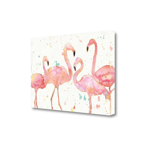 Four Flamingo Watercolor 3 Giclee Wrap Canvas Wall Art