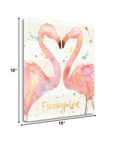 Flamingo Love Watercolor 1 Giclee Wrap Canvas Wall Art