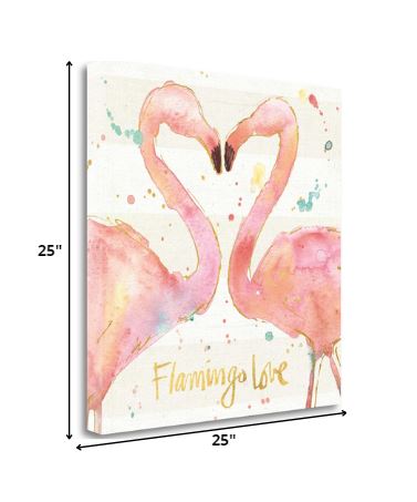 Flamingo Love Watercolor 3 Giclee Wrap Canvas Wall Art