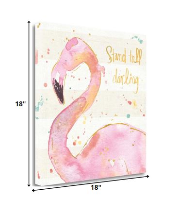 Confident Flamingo Watercolor 1 Giclee Wrap Canvas Wall Art