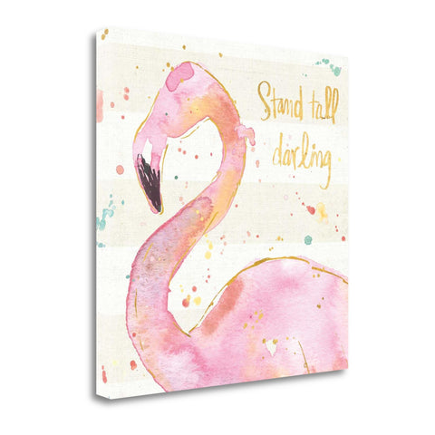 Confident Flamingo Watercolor 1 Giclee Wrap Canvas Wall Art