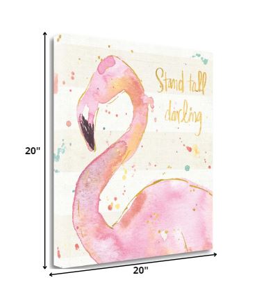 Confident Flamingo Watercolor 2 Giclee Wrap Canvas Wall Art