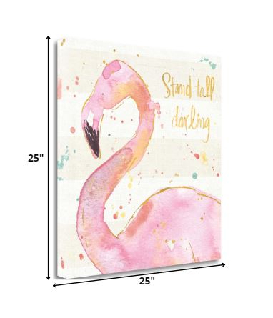 Confident Flamingo Watercolor 3 Giclee Wrap Canvas Wall Art