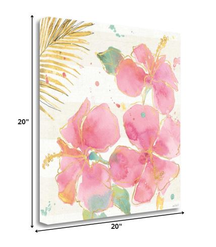 Watercolor Hibiscus Flowers 2 Giclee Wrap Canvas Wall Art