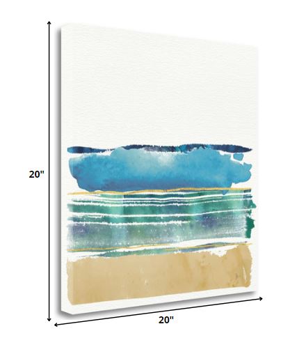 20" Artistic Watercolor Beach Interpretation Gallery Wrap Canvas Wall Art