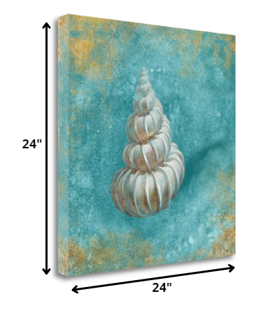 24" Majestic Seashell in the Bright Blue Sea Giclee Wrap Canvas Wall Art