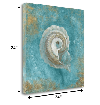 24" Majestic Seashell in the Deep Blue Sea Giclee Wrap Canvas Wall Art