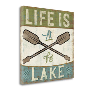 20" Rustic Life at the Lake Signage Gallery Wrap Canvas Wall Art