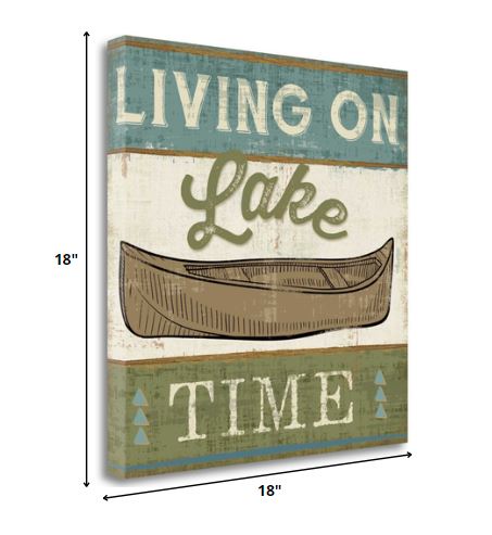 18" Rustic Lake Lifestyle Signage Gallery Wrap Canvas Wall Art