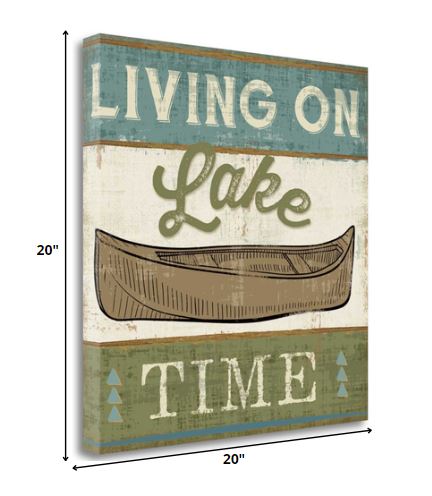 20" Rustic Lake Lifestyle Signage Gallery Wrap Canvas Wall Art