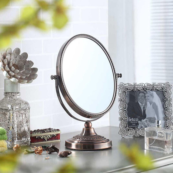 Vintage Style Copper 3X Magnification Vanity Mirror