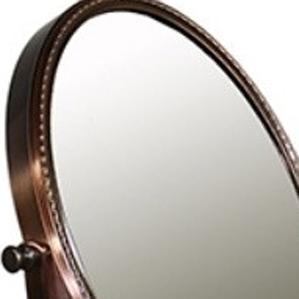 Vintage Style Copper 5X Magnification Vanity Mirror