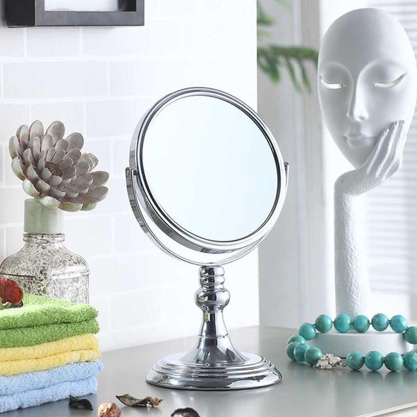 Vintage Pedestal Chrome 3X Magnification Vanity Mirror