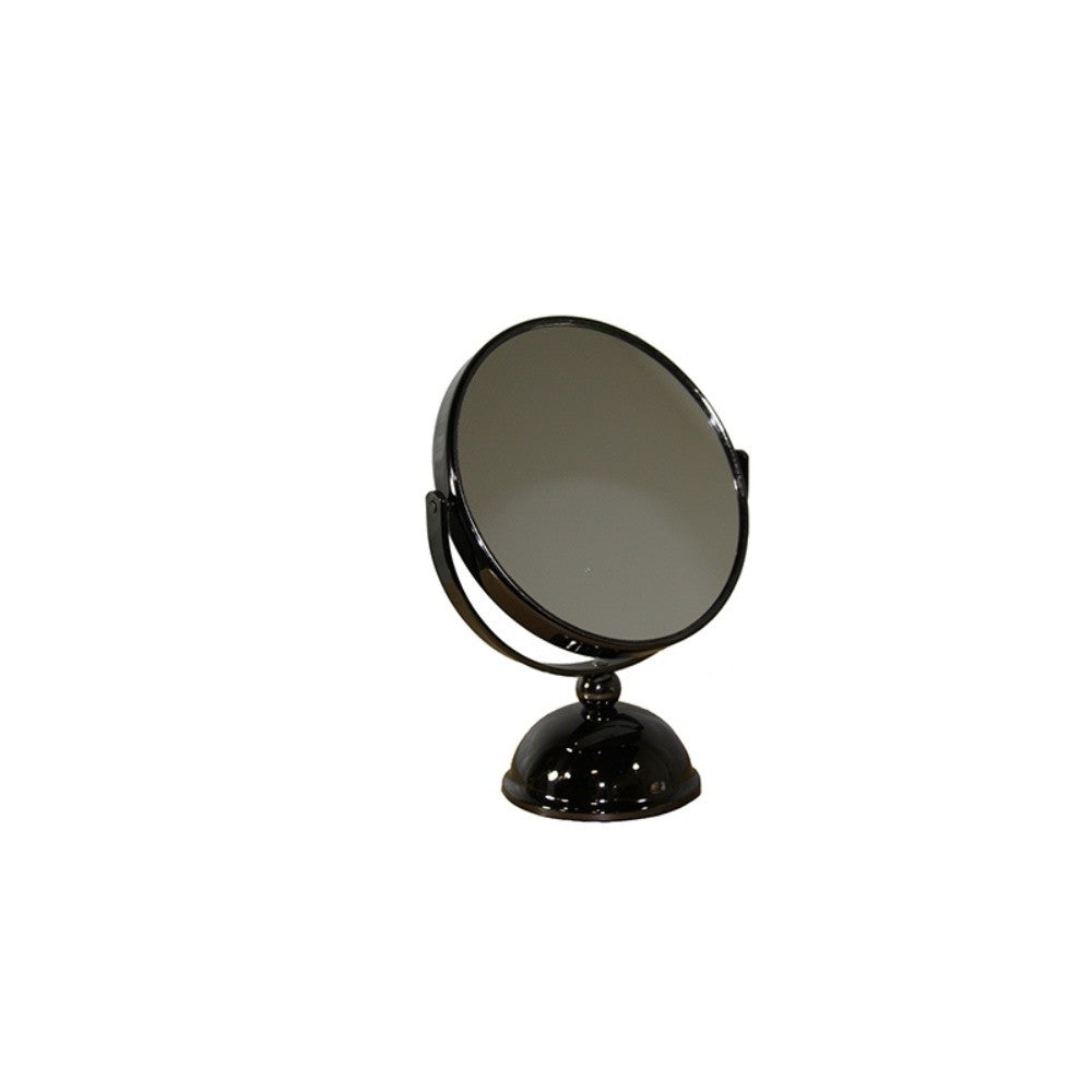 Vintage Pedestal Black 7X Magnification Vanity Mirror