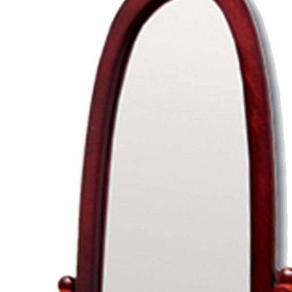 Classic Cherry Finish Cheval Standing Oval Mirror