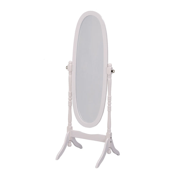 Classic White Finish Cheval Standing Oval Mirror