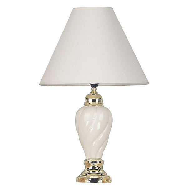 Gold and Ivory Table Lamp with White Shade