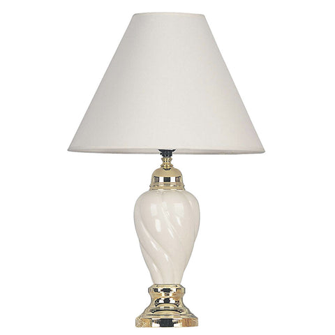 Gold and Ivory Table Lamp with White Shade