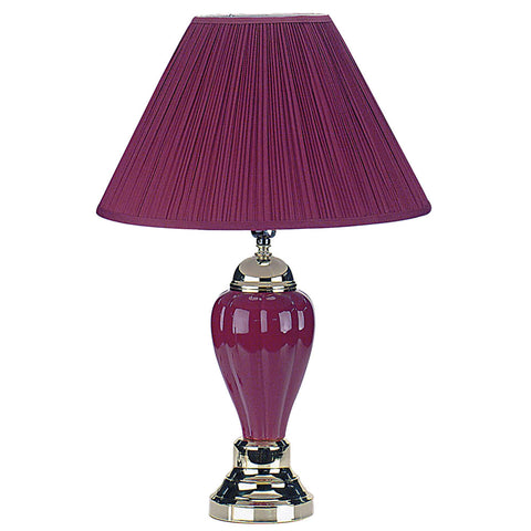 Silver and Magenta Table Lamp with Magenta Shade