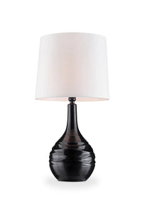 Modern Black Ribbed Ceramic Table Lamp