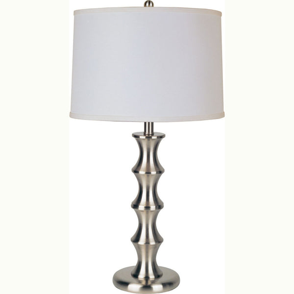 Contemporary Silver Table Lamp with White Shade