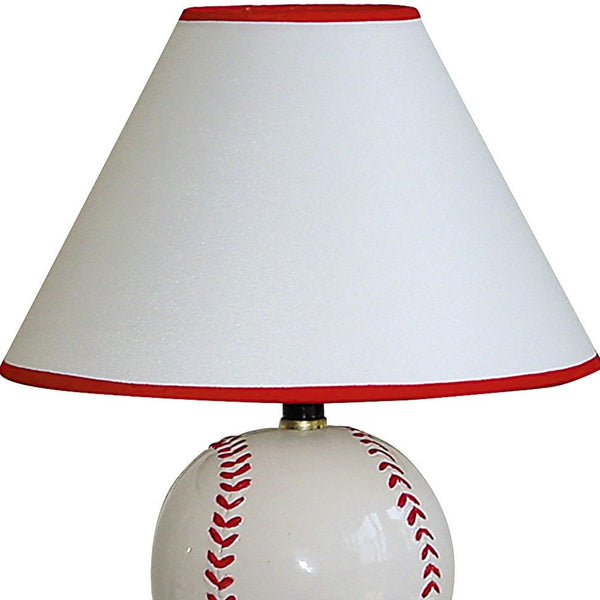 Baseball Shaped Table Lamp with White Shade