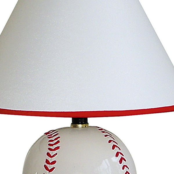 Baseball Shaped Table Lamp with White Shade