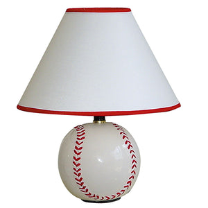 Baseball Shaped Table Lamp with White Shade