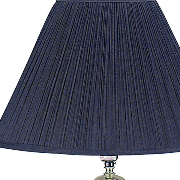 Silver and Navy Blue Table Lamp with Navy Blue Shade